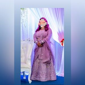 Indian/Bengali Lehenga Choli/Lavendar-Mauve Lehenga with blouse and dupatta set.